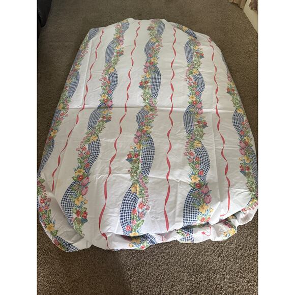 VTG Lady Pepperell Full Fitted Sheet Floral Gingham No Iron USA Cottagecore - Picture 4 of 7